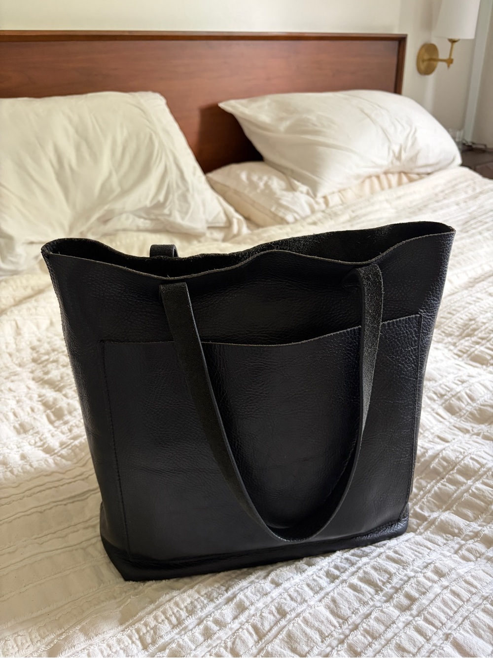 Madewell Black Leather Pocket Tote